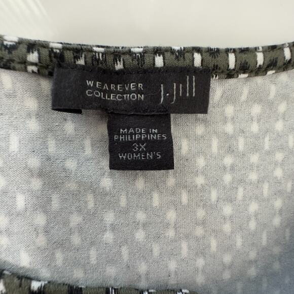 J.Jill Wearever Womens‎ Tank Dress Dark Green Printed High Slit Stretch Size 3X - Picture 3 of 8